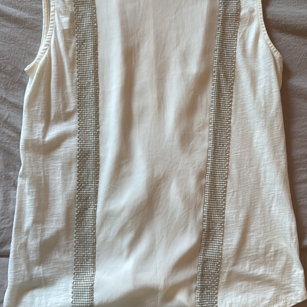 J. Crew White Tank Top with Silver Detailing